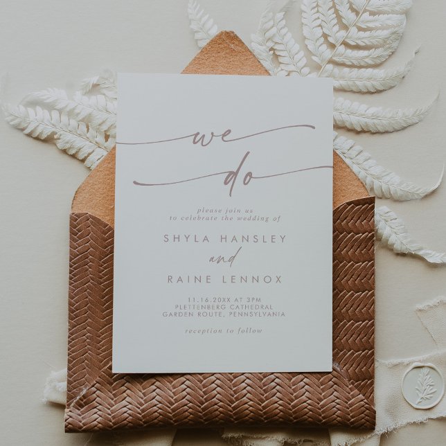 Boho Chic Blush Pink We Do Wedding Invitation (Creator Uploaded)