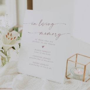 Boho Chic Blush Pink Wedding In Loving Memory Pedestal Sign