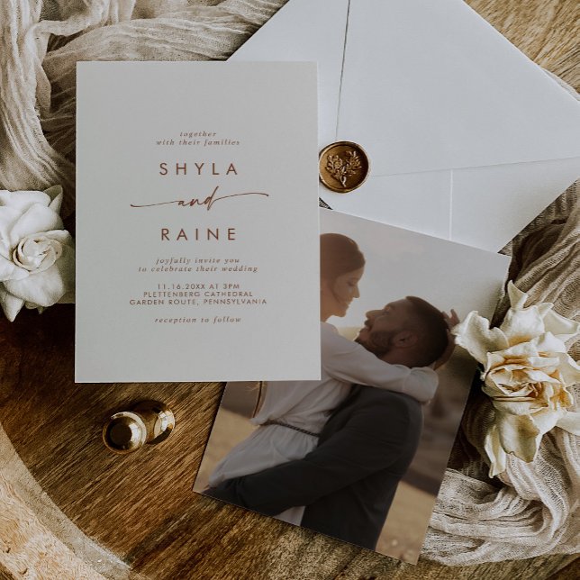 Boho Chic Bohemian Cream Casual Photo Wedding Invitation (Creator Uploaded)