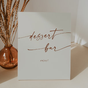 Boho Chic Bohemian Cream Dessert Bar Wedding Pedestal Sign