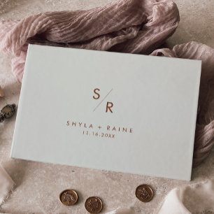Boho Chic Bohemian Cream Monogram Wedding Guest Book