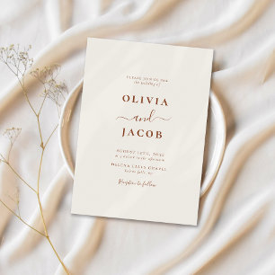 Boho Chic Bohemian Cream Script Wedding Invitation