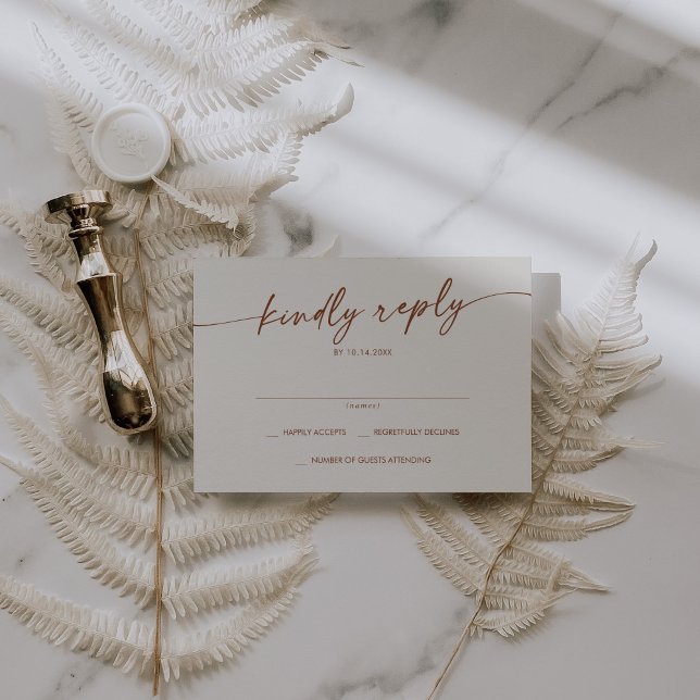 Boho Chic Bohemian Cream Simple Wedding RSVP Card (Creator Uploaded)