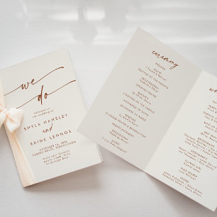 Boho Chic Bohemian Cream We Do Folded Wedding Programme