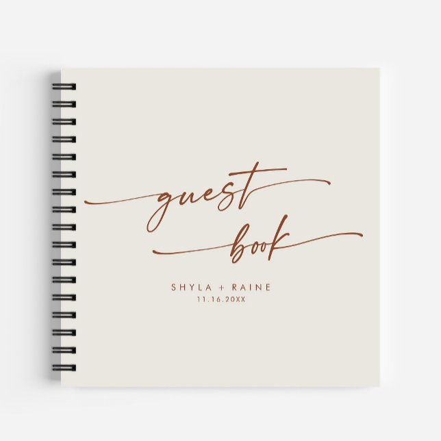 Boho Chic Bohemian Cream Wedding Guest Book (Creator Uploaded)