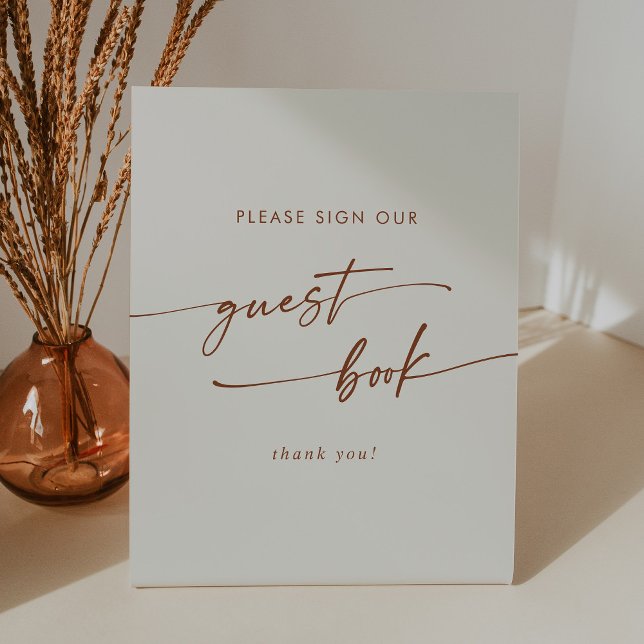 Boho Chic Bohemian Cream Wedding Guest Book Pedestal Sign (Creator Uploaded)