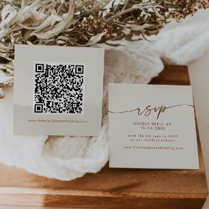 Boho Chic Bohemian Cream Wedding QR Code RSVP Enclosure Card
