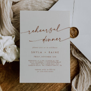 Boho Chic Bohemian Cream Wedding Rehearsal Dinner Invitation