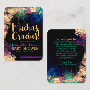 Boho Chic Bohemian Floral Feathers Thank You Business Card