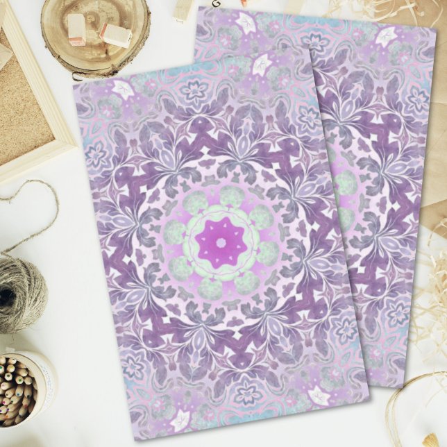 Boho chic Bohemian lilac purple mandala Tissue Paper (Boho chic Bohemian lilac purple mandala Tissue Paper)