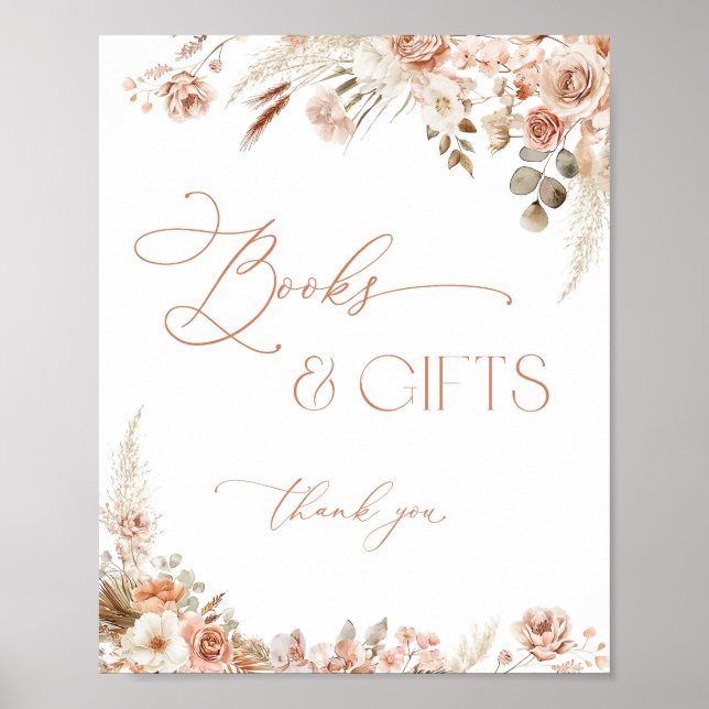 Boho Chic Books and Gifts Baby Shower Poster (Front)