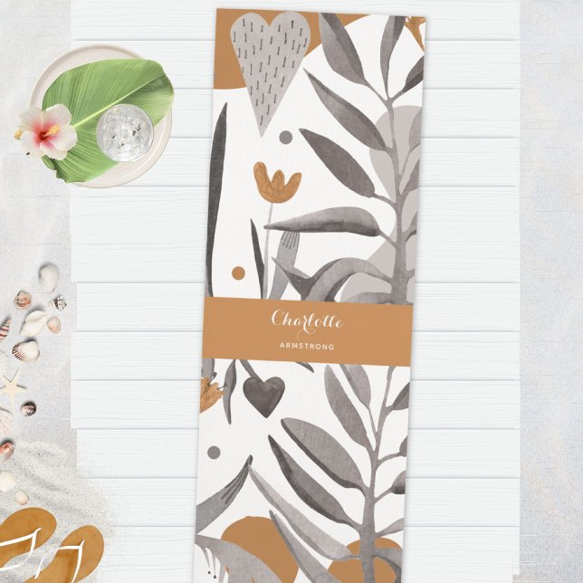 Boho Chic Botanical Floral Design with Name Yoga Mat (Boho Chic Botanical Floral Design with Name Yoga Mat ©Susanne Sachers - Sunny Wanderlust 🌞✈️)
