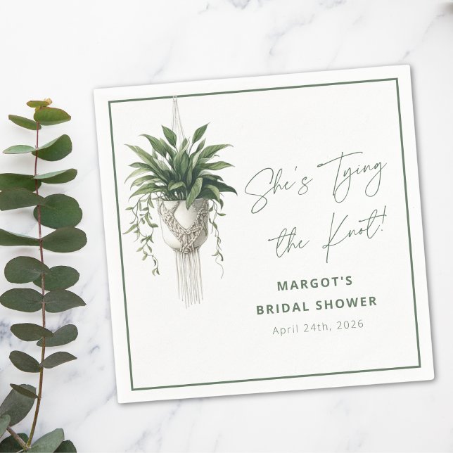 Boho Chic Botanical "Tie the Knot" Bridal Shower Napkin (Creator Uploaded)