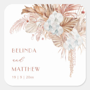 Boho Chic Botanical   Wedding Square Sticker