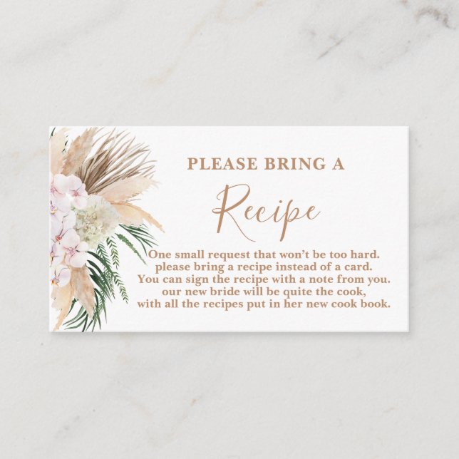 Boho Chic Bridal Shower Recipe Card Request (Front)