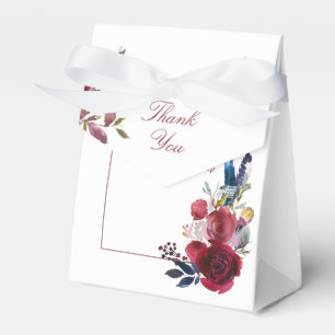 Boho Chic Burgundy and Navy Autumn Fall Wedding Favour Box