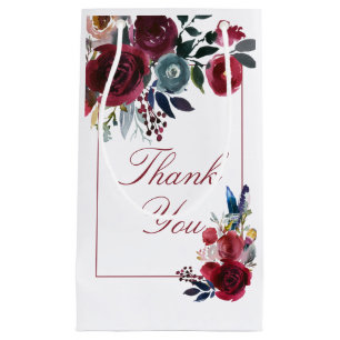 Boho Chic Burgundy and Navy Autumn Fall Wedding Small Gift Bag