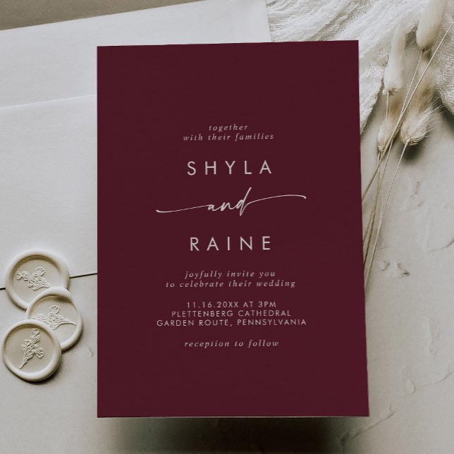 Boho Chic Burgundy Red Casual Wedding Invitation (Creator Uploaded)
