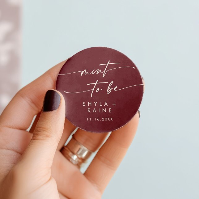 Boho Chic Burgundy Red Mint To Be Favour Sticker (Creator Uploaded)