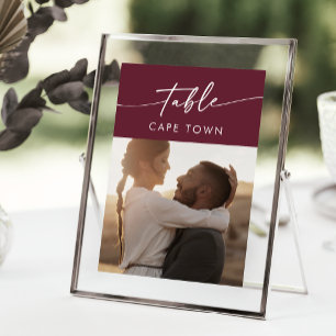 Boho Chic Burgundy Red Photo Table Numbers