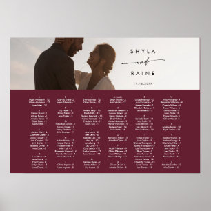 Boho Chic Burgundy Red Picture Seating Chart