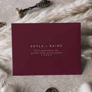 Boho Chic Burgundy Red Self-Addressed RSVP Envelope