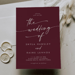 Boho Chic Burgundy Red The Wedding Of Invitation