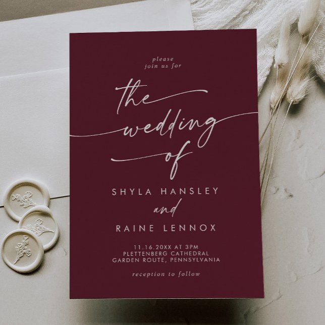 Boho Chic Burgundy Red The Wedding Of Invitation (Creator Uploaded)