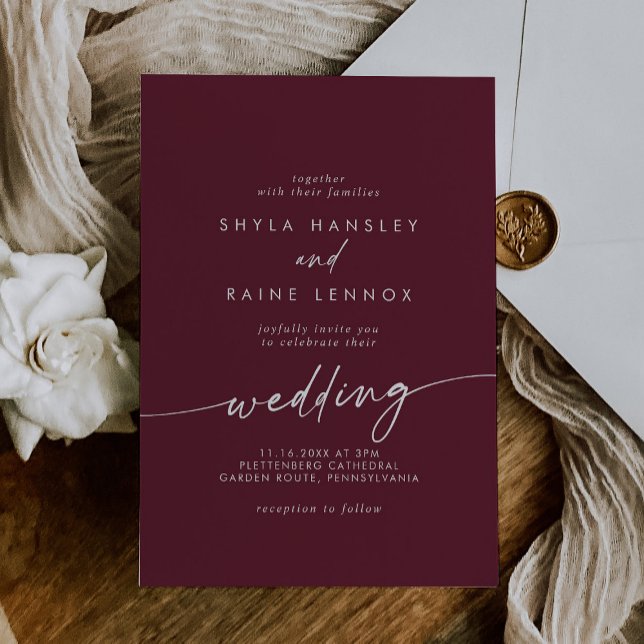 Boho Chic Burgundy Red Wedding Invitation (Creator Uploaded)