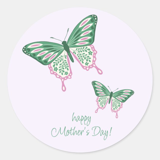 Boho Chic Butterflies Happy Mother's Day Stickers (Front)
