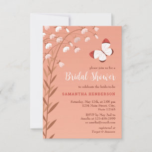 Boho Chic Butterfly Floral Elegant Bridal Shower Invitation