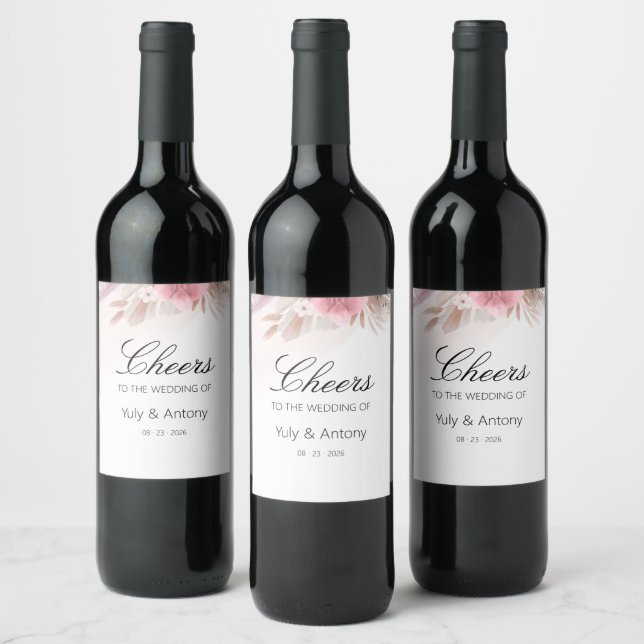 Boho Chic Champagne Brunch Beverage Celebration Wine Label (Bottles)