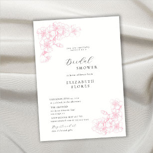 Boho Chic Cherry Blossom Pink Floral Bridal Shower Invitation