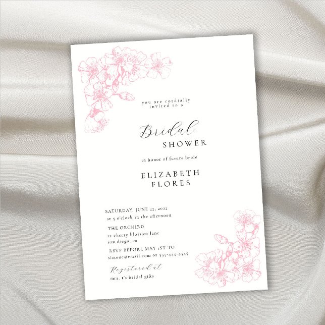 Boho Chic Cherry Blossom Pink Floral Bridal Shower Invitation (Creator Uploaded)