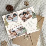 Boho Chic Christmas 3 Photo Collage Pine Trees Holiday Postcard<br><div class="desc">Greet your friends and loved ones a holiday full of peace, joy and happiness with this modern elegant boho Christmas greeting card featuring three lovely photos of your family in an unusual collage embellished with hand painted watercolor pine trees. (The placement photos are from Pexels photographed by Ketut Subiyanto and...</div>