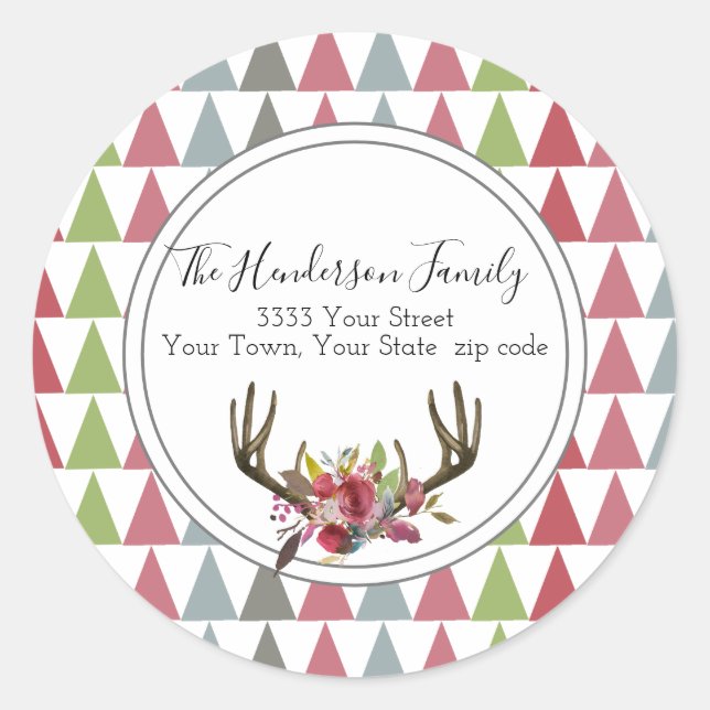 Boho Chic Christmas Return Address Label (Front)