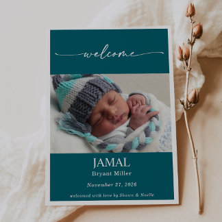 Boho Chic Classic Baby Photo Announcement Card