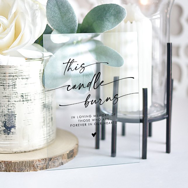 Boho Chic Clear Acrylic This Candle Burns Memorial Sign (Boho Chic Clear Acrylic This Candle Burns Memorial Acrylic Sign)