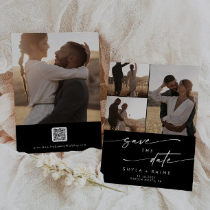 Boho Chic COLOR EDITABLE Multi Photo QR Code Save The Date