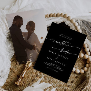 Boho Chic COLOR EDITABLE Photo Spanish Wedding Invitation
