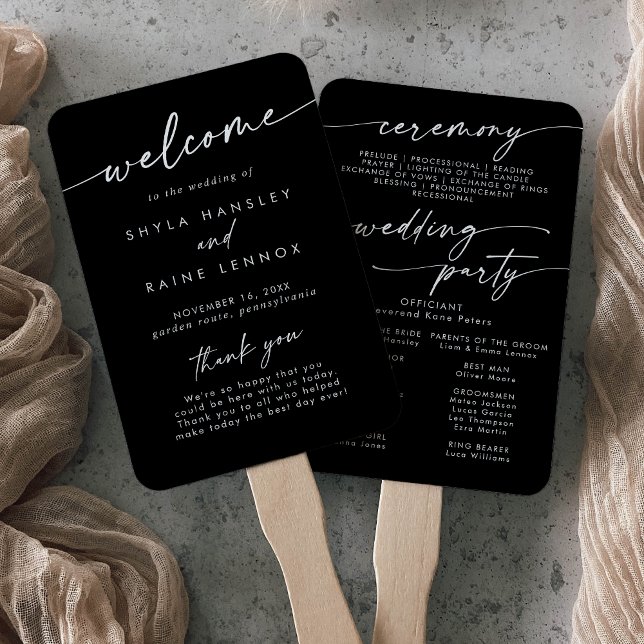 Boho Chic COLOR EDITABLE Wedding Program Hand Fan (Creator Uploaded)