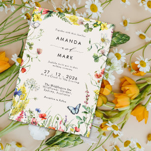 Boho Chic Colourful Wildflower Meadow Wedding Invitation