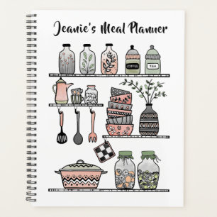 Boho-chic coral pink kitchen drawing Meal Planner