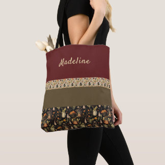 Boho-Chic Cranberry & Green Tote Bag