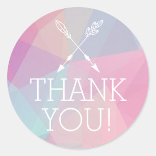 Boho Chic Crossed Arrows Pastel Geo Boho Thank You Classic Round Sticker
