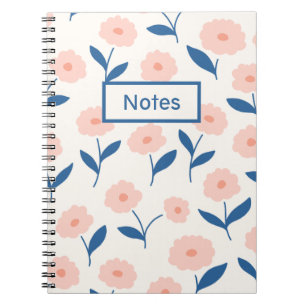 Boho Chic Custom Name Pink Flower Pattern Notebook