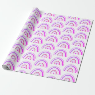 Boho Chic Cute Purple Rainbow Wrapping Paper
