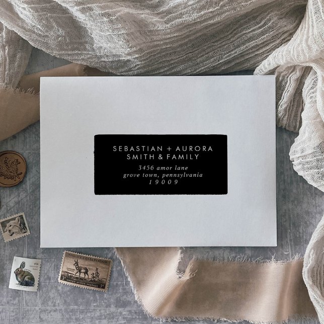 Boho Chic Dark Black Guest Address Labels (Creator Uploaded)