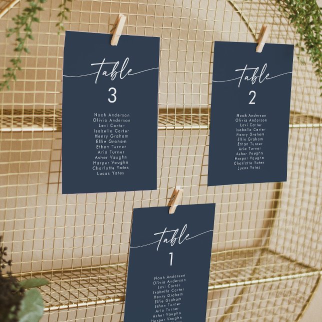 Boho Chic Dark Navy Blue Hanging Seating Chart Invitation (Creator Uploaded)