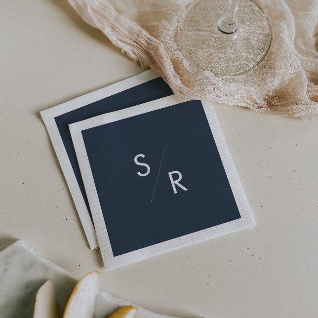 Boho Chic Dark Navy Blue Monogrammed Napkins (Creator Uploaded)